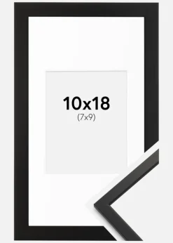 Ramme Edsbyn Sort 10x18 cm - Passepartout Hvid 8x10 cm