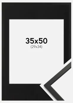Ramme Edsbyn Sort 35x50 cm - Passepartout Sort 30x35 cm