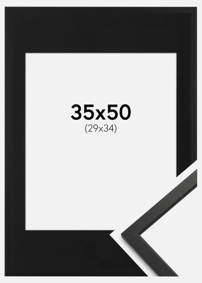 Ramme Edsbyn Sort 35x50 cm - Passepartout Sort 30x35 cm