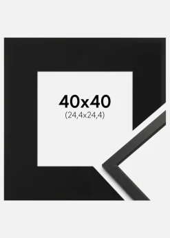 Ramme Edsbyn Sort 40x40 cm - Passepartout Sort 10x10 inches