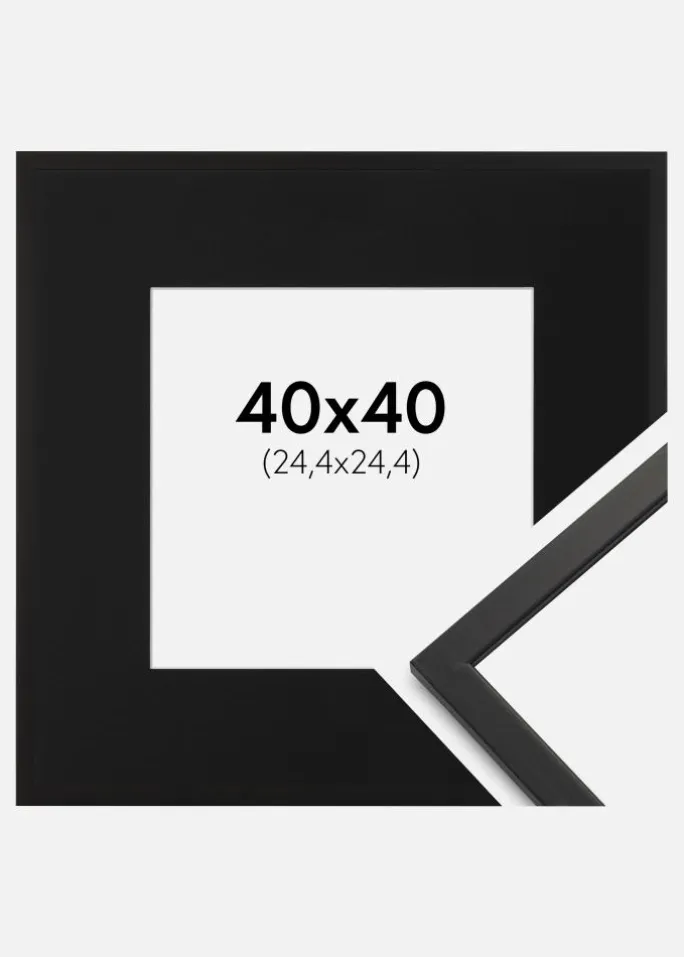 Ramme Edsbyn Sort 40x40 cm - Passepartout Sort 10x10 inches