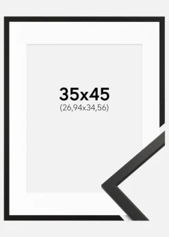 Ramme Edsbyn Sort 35x45 cm - Passepartout Hvid 11x14 inches
