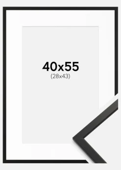Ramme Edsbyn Sort 40x55 cm - Passepartout Hvid 29x44 cm