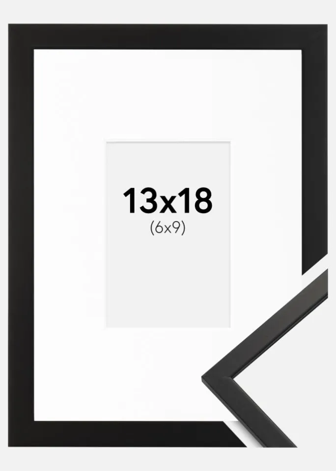 Ramme Edsbyn Sort 13x18 cm - Passepartout Hvid 7x10 cm