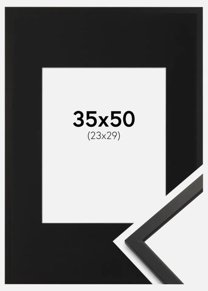 Ramme Edsbyn Sort 35x50 cm - Passepartout Sort 24x30 cm