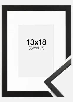 Ramme Edsbyn Sort 13x18 cm - Passepartout Hvid 3,5x5 inches