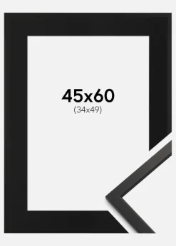 Ramme Edsbyn Sort 45x60 cm - Passepartout Sort 35x50 cm