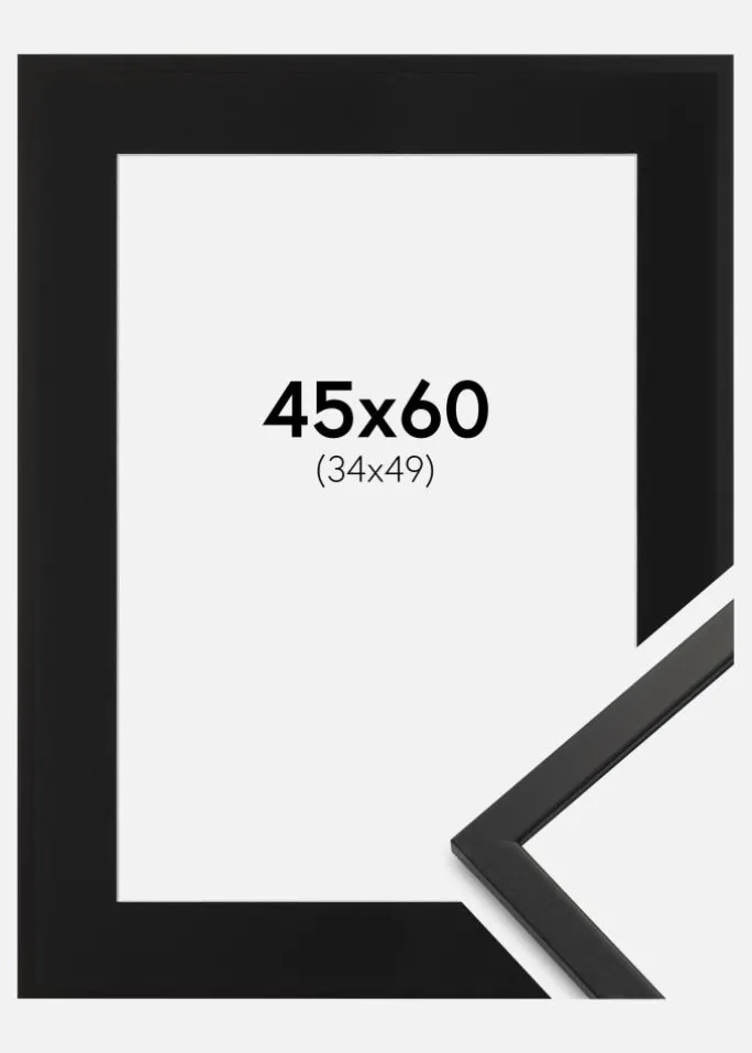 Ramme Edsbyn Sort 45x60 cm - Passepartout Sort 35x50 cm