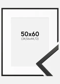 Ramme Edsbyn Sort 50x60 cm - Passepartout Hvid 14x18 inches