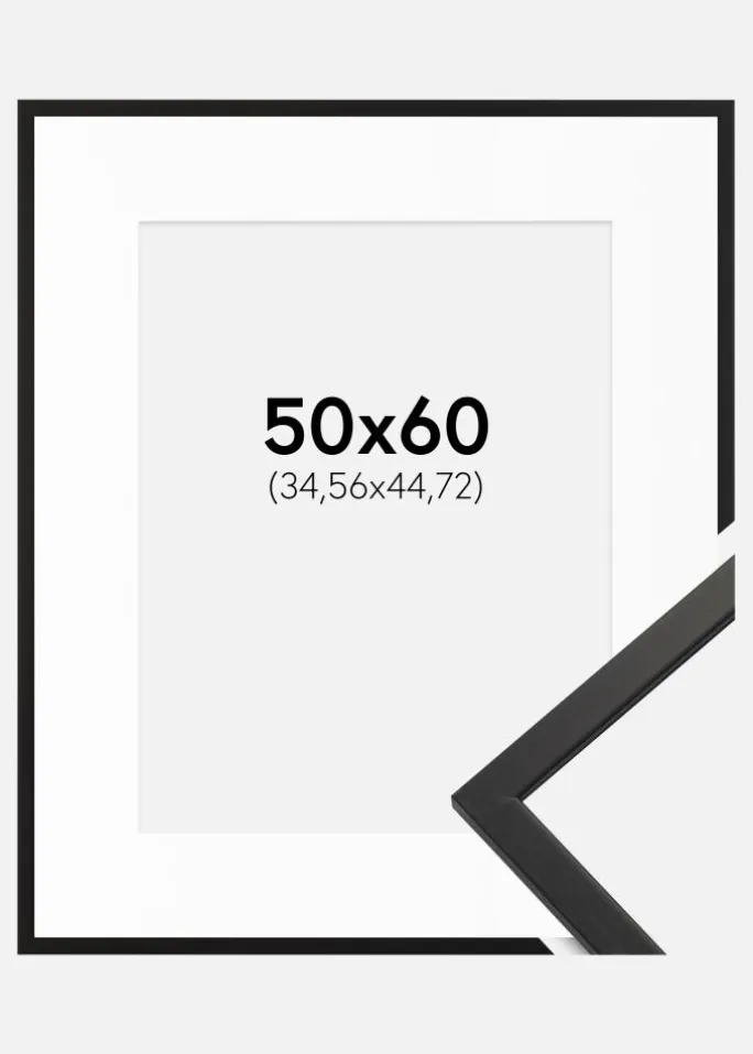 Ramme Edsbyn Sort 50x60 cm - Passepartout Hvid 14x18 inches