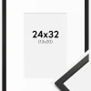 Ramme Edsbyn Sort 24x32 cm - Passepartout Hvid 14x21 cm