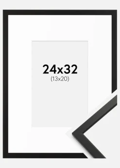 Ramme Edsbyn Sort 24x32 cm - Passepartout Hvid 14x21 cm
