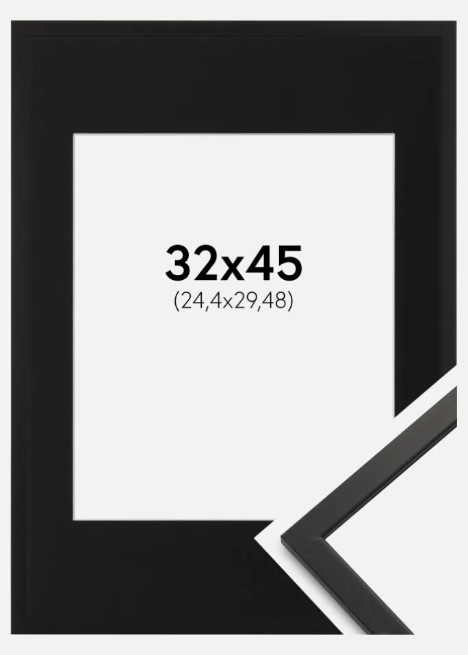 Ramme Edsbyn Sort 32x45 cm - Passepartout Sort 10x12 inches