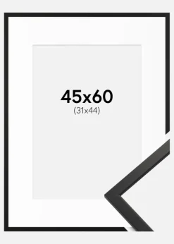 Ramme Edsbyn Sort 45x60 cm - Passepartout Hvid 32x45 cm