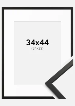 Ramme Edsbyn Sort 34x44 cm - Passepartout Hvid 25x33 cm