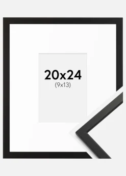Ramme Edsbyn Sort 20x24 cm - Passepartout Hvid 10x14 cm