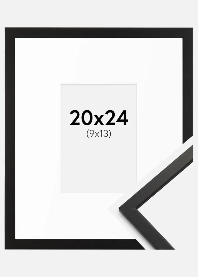 Ramme Edsbyn Sort 20x24 cm - Passepartout Hvid 10x14 cm