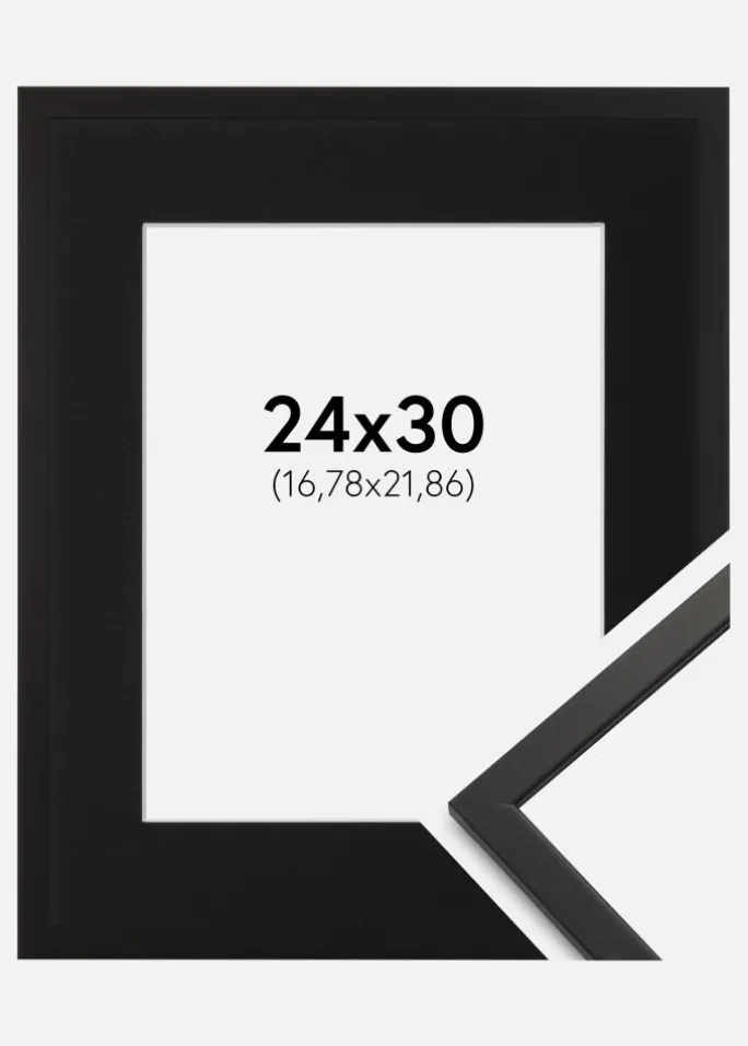 Ramme Edsbyn Sort 24x30 cm - Passepartout Sort 7x9 inches