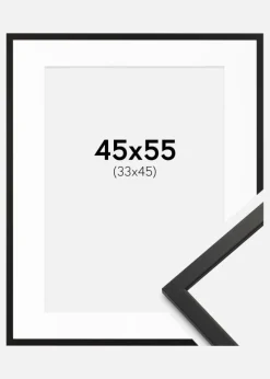Ramme Edsbyn Sort 45x55 cm - Passepartout Hvid 34x46 cm