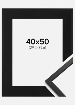 Ramme Edsbyn Sort 40x50 cm - Passepartout Sort 12x16 inches
