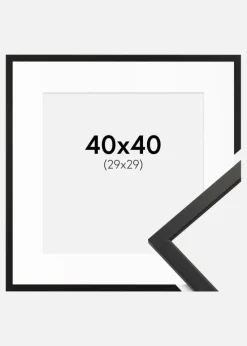 Ramme Edsbyn Sort 40x40 cm - Passepartout Hvid 30x30 cm