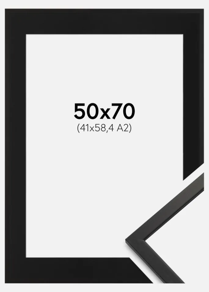 Ramme Edsbyn Sort 50x70 cm - Passepartout Sort 42x59,4 cm