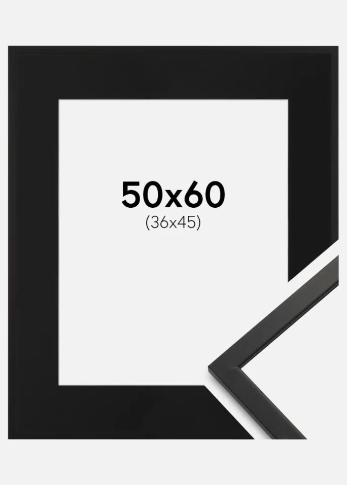 Ramme Edsbyn Sort 50x60 cm - Passepartout Sort 37x46 cm