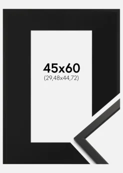Ramme Edsbyn Sort 45x60 cm - Passepartout Sort 12x18 inches