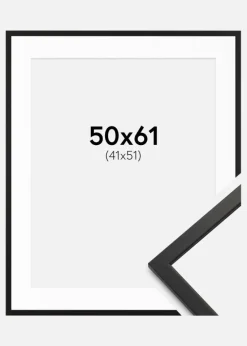 Ramme Edsbyn Sort 50x61 cm - Passepartout Hvid 42x52 cm