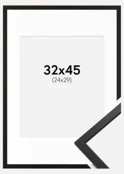 Ramme Edsbyn Sort 32x45 cm - Passepartout Hvid 25x30 cm