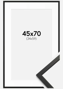 Ramme Edsbyn Sort 45x70 cm - Passepartout Hvid 35x60 cm