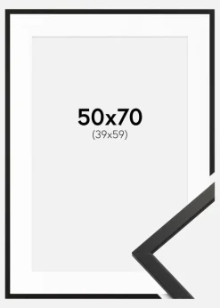 Ramme Edsbyn Sort 50x70 cm - Passepartout Hvid 40x60 cm
