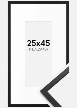 Ramme Edsbyn Sort 25x45 cm - Passepartout Hvid 5x12 inches