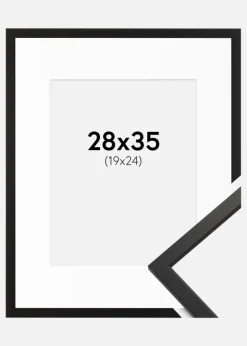 Ramme Edsbyn Sort 28x35 cm - Passepartout Hvid 20x25 cm