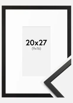Ramme Edsbyn Sort 20x27 cm - Passepartout Hvid 10x17 cm