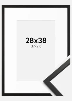 Ramme Edsbyn Sort 28x38 cm - Passepartout Hvid 18x28 cm
