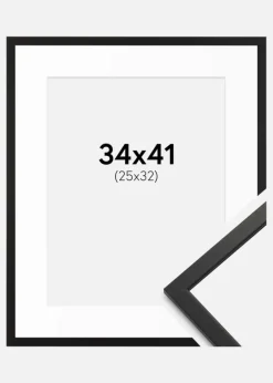 Ramme Edsbyn Sort 34x41 cm - Passepartout Hvid 26x33 cm