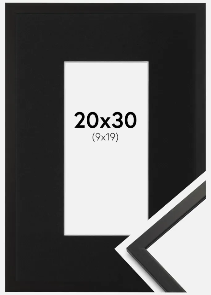 Ramme Edsbyn Sort 20x30 cm - Passepartout Sort 10x20 cm