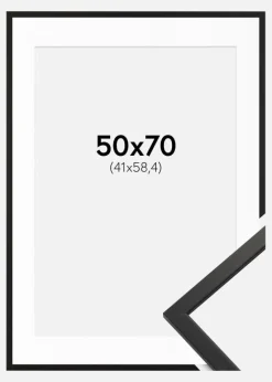 Ramme Edsbyn Sort 50x70 cm - Passepartout Hvid 42x59,4 cm