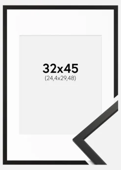 Ramme Edsbyn Sort 32x45 cm - Passepartout Hvid 10x12 inches