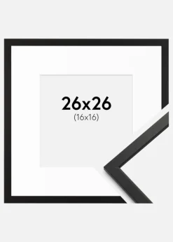 Ramme Edsbyn Sort 26x26 cm - Passepartout Hvid 17x17 cm