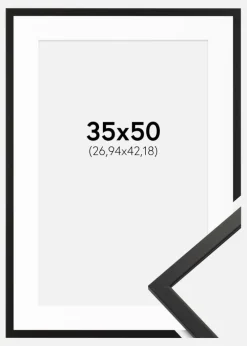 Ramme Edsbyn Sort 35x50 cm - Passepartout Hvid 11x17 inches