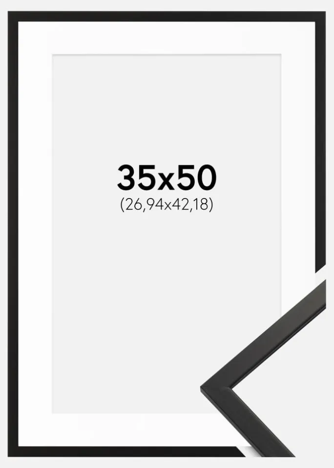 Ramme Edsbyn Sort 35x50 cm - Passepartout Hvid 11x17 inches