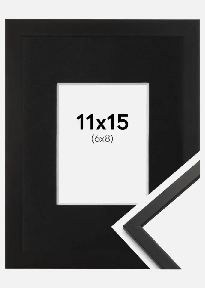 Ramme Edsbyn Sort 11x15 cm - Passepartout Sort 7x9 cm