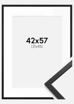 Ramme Edsbyn Sort 42x57 cm - Passepartout Hvid 32x46 cm