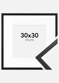 Ramme Edsbyn Sort 30x30 cm - Passepartout Hvid 20x20 cm