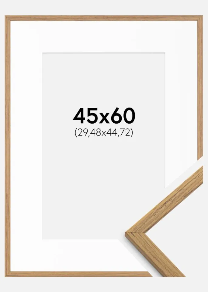 Ramme Edsbyn Teak 45x60 cm - Passepartout Hvid 12x18 inches