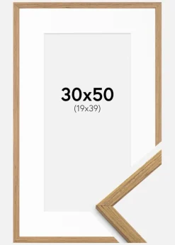 Ramme Edsbyn Teak 30x50 cm - Passepartout Hvid 20x40 cm