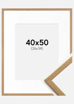 Ramme Edsbyn Teak 40x50 cm - Passepartout Hvid 27x35 cm