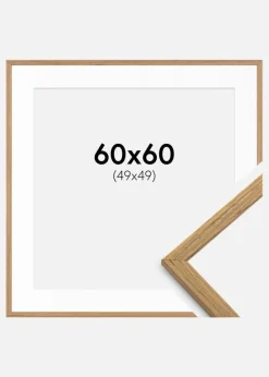 Ramme Edsbyn Teak 60x60 cm - Passepartout Hvid 50x50 cm